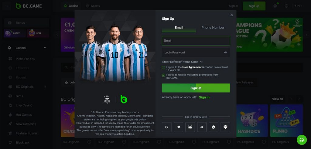 Betting on Sports in the BC.Game App